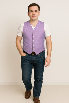Men's Dark Navy Blue and White Stripe ~ Pinstripe Seersucker Sear sucker suit Vest Set - Image 55