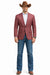 Saco vaquero - Western Sport Coat - Western Blazer  - Men's Two Button Regular Fit Windowpane Mauve Plaid Sport Coat Blazer
