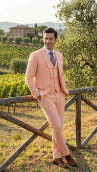 Men’s peach suit-3 piece suit for men
