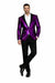 Men'S Purple Shiny Sequin Paisley 1 Button Blazer Dinner Jacket Sport Coat Jacket Sharkskin Flashy Stage Available In Peak Lapel