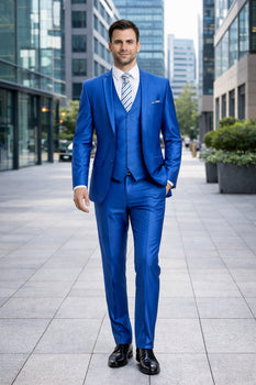Men's  3 Piece Suit Slim Fit Blue Suit - Image 3