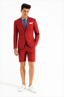Men's summer business suits with shorts pants set (sport coat Looking) Red