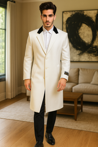 Mens Full Length and Cashmere Overcoat - Winter Topcoats - White Coat