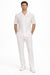 Men's White Linen 2 Piece Short Sleeve Casual Outfit Casual Two Piece Mens Walking Outfit For Sale Pant Sets Suit all white outfits for men