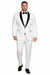 White Shiny Tuxedo Vested Suit - Sateen Sharkskin Fabric Groom Suit