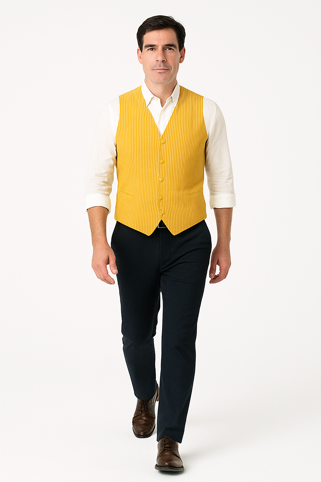 Men's Dark Navy Blue and White Stripe ~ Pinstripe Seersucker Sear sucker suit Vest Set - Image 19