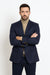 Mens Two Button Navy Cashmere Jacket with Notch Lapel