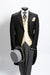 Men's Plain Black Morning Coat Light Weight Wool With Grey Stripe Pant