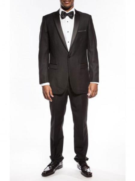 Slim Fit Tuxedo One Button Peak Framed Lapel Black