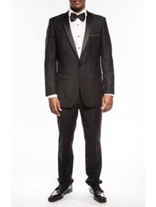 Slim Fit Tuxedo One Button Peak Framed Lapel Black