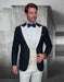 Mens Wool Vested Wide Contrast Peak Black and Ivory Wedding Tuxedo