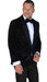 Men'S 1 Button Floral Pattern Shawl Lapel Navy Velvet Tuxedo
