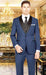 Men's 1 Button French Blue Shawl Lapel  Vest Tuxedo Suit