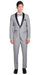 Men's 1 Button Light Gray Slim Fit  With Black Shawl Lapel