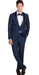Men's 1 Button Slim Fit Navy Blue Tuxedo with Black Shawl Lapel