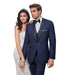 Men's 1 Button Slim Fit navy Satin Shawl Lapel Tuxedo