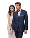 Men's 1 Button Slim Fit navy Satin Shawl Lapel Tuxedo