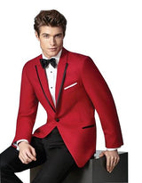 Men's 1 Button Red Slim Fit Peak Lapel Suit
