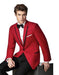 Men's  1 Button Red Slim Fit Peak Lapel Suit