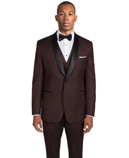 Men's 1 Button Shawl Lapel Burgundy ~ Maroon Tuxedo Jacket & pants Dinner Jacket Blazer Velvet ~ Velour Fabric