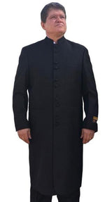 Men's Black Besom Ticket Pocket Mandarin Collar Jacket - Men's Preaching Jacket