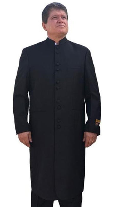 Men's Black Besom Ticket Pocket Mandarin Collar Jacket - Men's Preaching Jacket