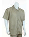Men's 100% linen Casual Two Piece Mens Walking Outfit For Sale Pant Sets set (short sleeve shirt & long pant)  Khaki ~ Taupe Color