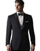 Men's 2 Button Black Satin Shawl Lapel Slim Fit Suit