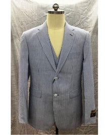 Men's 2 Button  Blue Seersucker Sear sucker suit