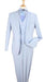 Mens 3 Piece Modern Fit Suits Poly Rayon vested blue suit Flat Front Pants - Light Blue Suit - Sky Blue Suit