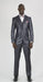 Vitali Brand Suits - Slim Fit Suit - Fitted Suit Men's Vent 2 Button Sharkskin Shiny Vested 3 Piece Suit Charcoal Online Discount Fashion Sale