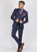 Men's 2 Button Slim Fit Sharkskin Textured Pattern Tapered Fit Suit Dark Blue