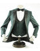Mens 2 Button Peak Lapel Prom Hunter Green Tuxedo with Double Breasted Vest