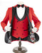Mens 2 Button Peak Lapel Prom Red Tuxedo with Double Breasted Vest