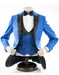 Mens 2 Button Peak Lapel Prom Royal Blue Tuxedo with Double Breasted Vest