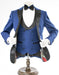 Mens 2 Button Peak Lapel Prom Sapphire Blue Tuxedo with Double Breasted Vest