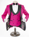 Mens 2 Button Peak Lapel Prom Tuxedo with Double Breasted Vest in Rose Pink