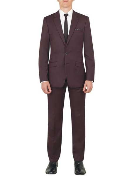 Men's 2 Button Plum ~ Eggplant ~ Dark Burgundy ~ Wine ~ Maroon Suit Suit slim fitted skinny suit