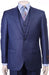 Men's Royal Blue Modern Sheen Sharkskin Design Suits