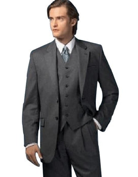 High Quality 2 Button Solid Charcoal Gray Vested 2 Piece Suits For Men 100% Super 140s Men - Color: Dark Grey Suit - Three Piece Suit
