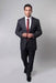 Men's Peak Lapel Slim Fit 2 Button Conservative Plaid Window Pane Available in Dark Navy or Charcoal Grey or Black