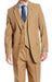 Mens Three Piece Suit - Vested Suit Mens Solid Tan 2 Button 3 Piece Suit Camel - Bronze Color - Flat Front Pants - Modern Fit