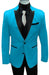 Alberto Nardoni Turquoise ~ Aqua Light Blue Tuxedo and Black Lapel Vested Suit With Black Vest