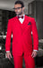 Classic 3 Piece 2 Button Solid Red Men's Suit Extra Fine Italian Red