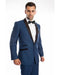 Men's 2 Piece   Prom Suit Slim Fit Shawl Lapel Blue Tuxedo