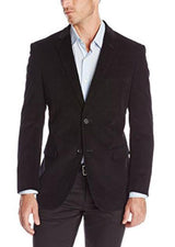 Men's Two-button corduroy Jacket Sport Coat Black