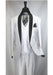 Men's 3 Piece One Button  Shawl Lapel Suit Jacket with Black Satin Trim Collar White