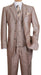 Men's 3 Button Fashion Cheap Priced Business Suits Clearance Sale Edged Jacket w/ Pants Vest Set Tan