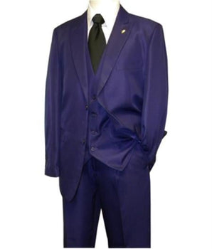 Mens Suit Brand 3 Piece Fashion Suit Vett Vested Solid Purple