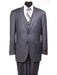 Charcoal Grey ~ Blue ~ Dark Navy Stripe ~ Pinstripe Vested Men'S 3 Piece Suit No Pleated Pants Side Vented Regular Cut Conservative